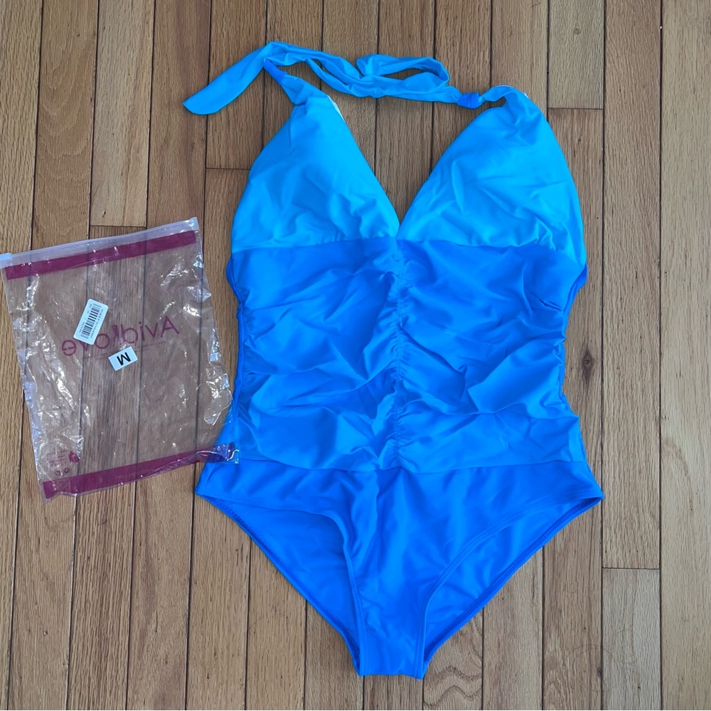 New AvidLove women’s 1 piece bathing suit swimsuit size medium blue teal